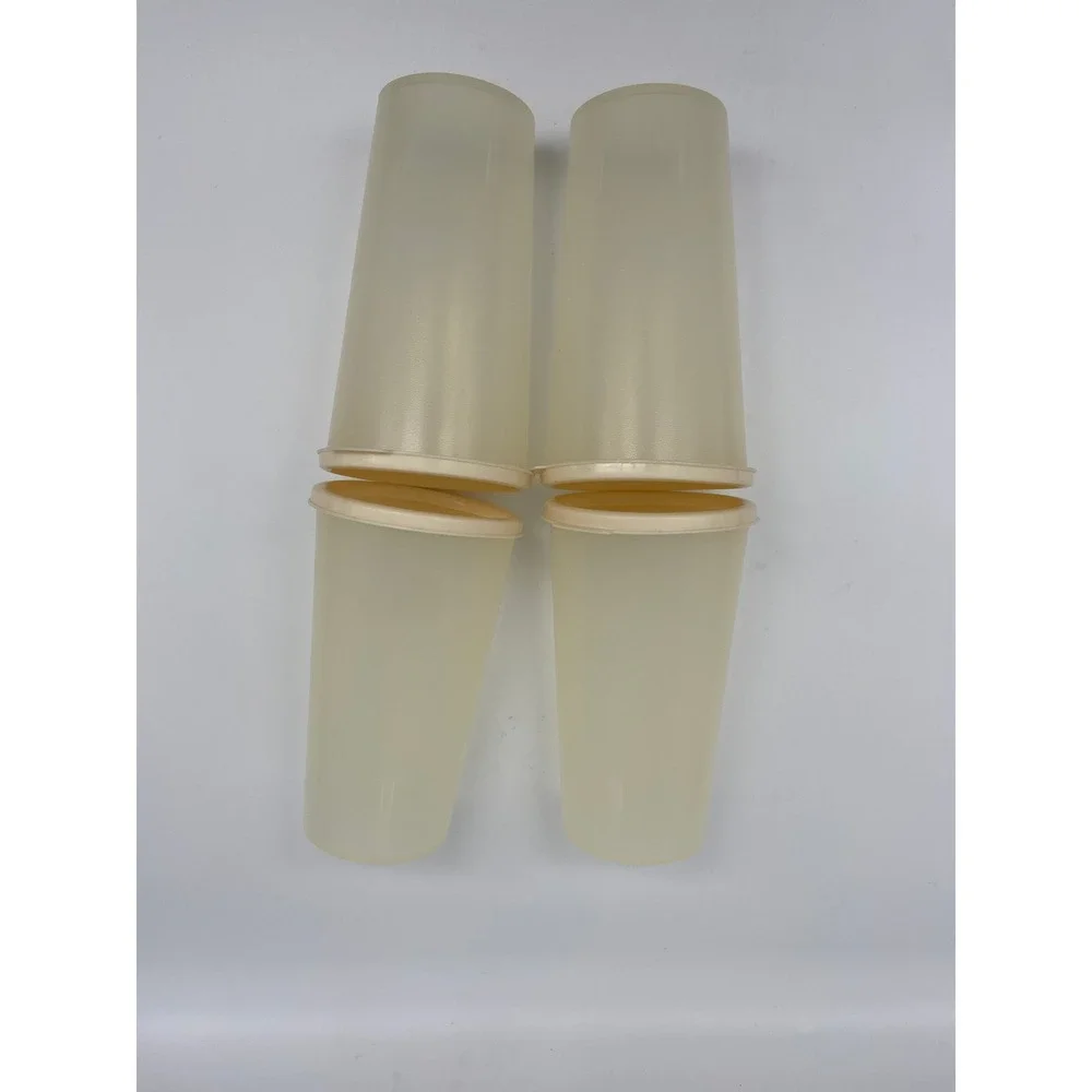 VTG RUBBERMAID 14oz SERVIN SAVOR PLASTIC DRINKING CUPS WITH LIDS SET OF 5VINTAGE